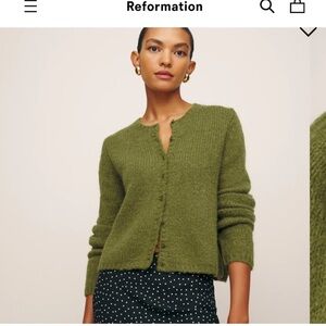 Reformation Olive Green Knit Cardigan